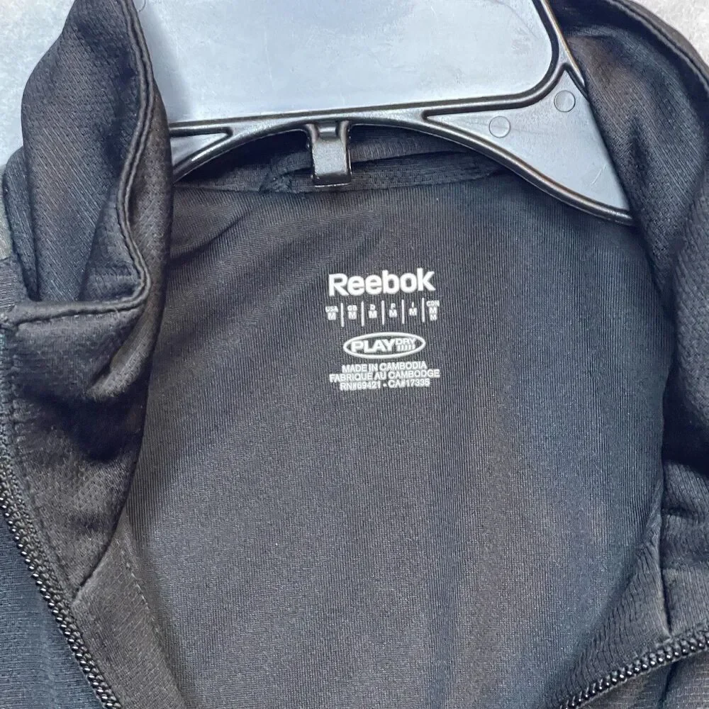 Reebok Versacool Men's XL Track Jacket Black Gray Full Zip Collared Versa cool